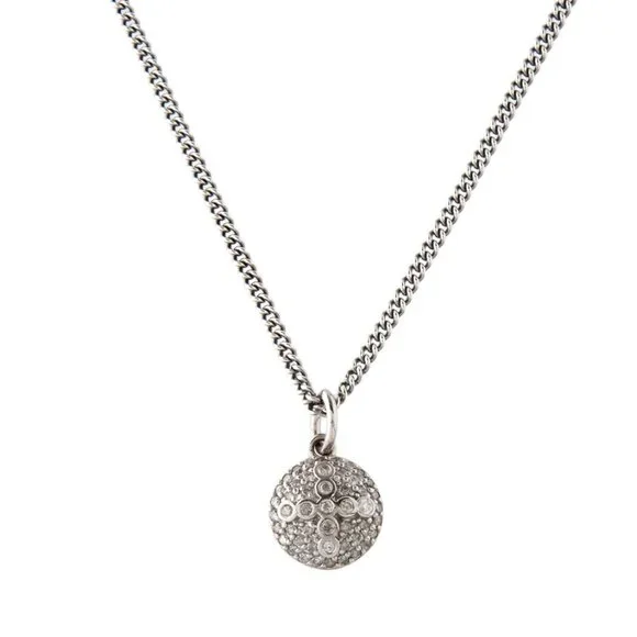 SHERYL LOWE STERLING SILVER 0.49 CTW DIAMOND CROSS DOME PENDANT NECKLACE